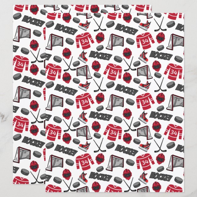 Papper för Hockey Scrapbook (Fram/baksida)