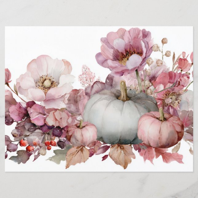 Papper för höstpumpa och blommor (Framsida)