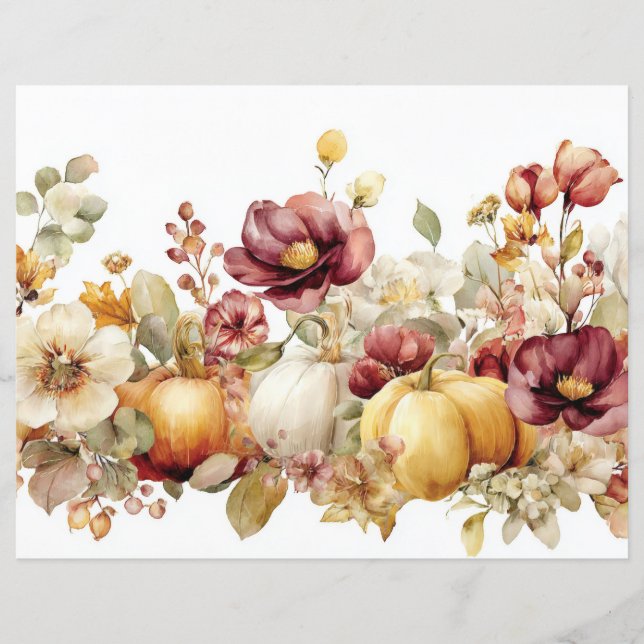 Papper för höstpumpa och blommor (Framsida)