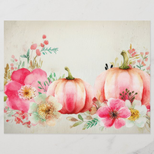 Papper för höstpumpa och blommor (Framsida)