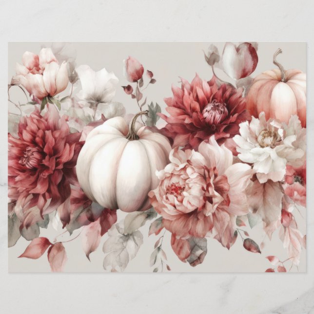 Papper för höstpumpa och blommor (Framsida)