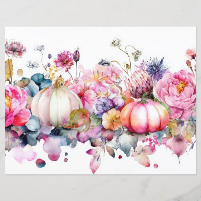 Papper för höstpumpa och blommor (Framsida)
