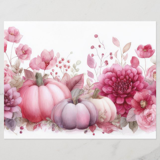 Papper för höstpumpa och blommor (Framsida)