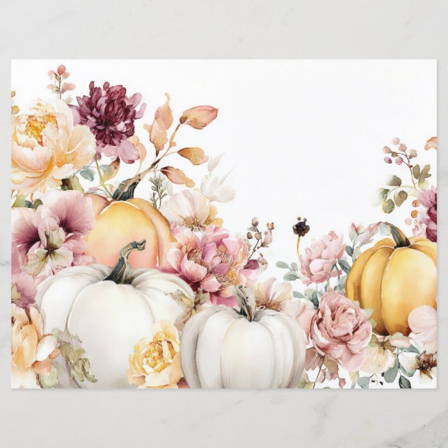 Papper för höstpumpa och blommor (Framsida)