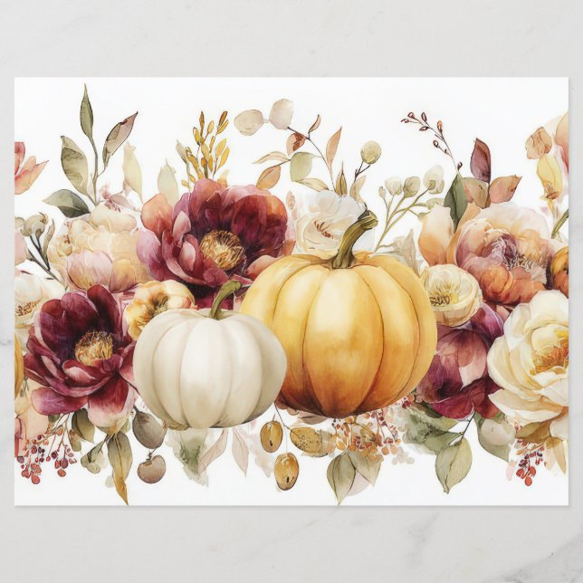 Papper för höstpumpa och blommor (Framsida)