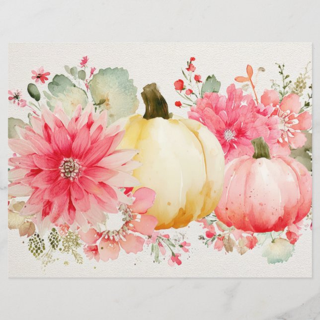 Papper för höstpumpa och blommor (Framsida)