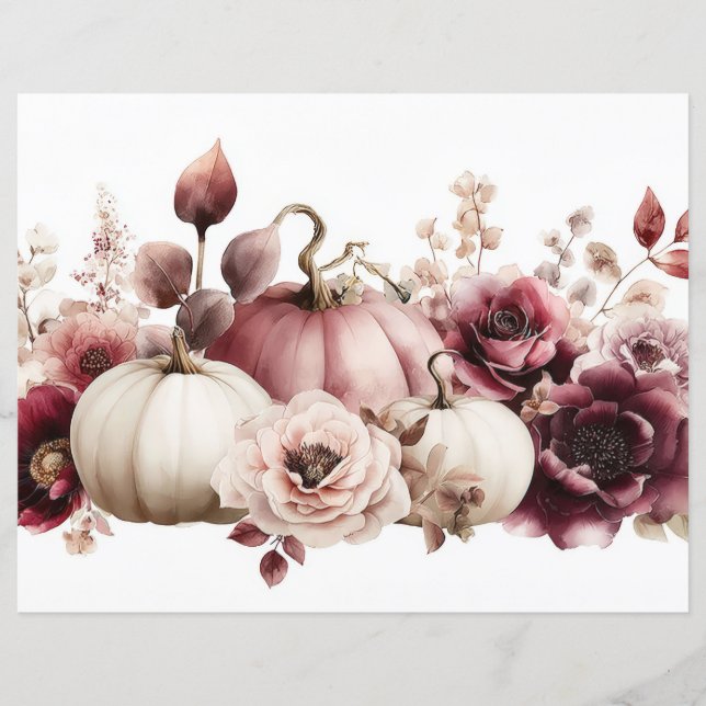 Papper för höstpumpa och blommor (Framsida)
