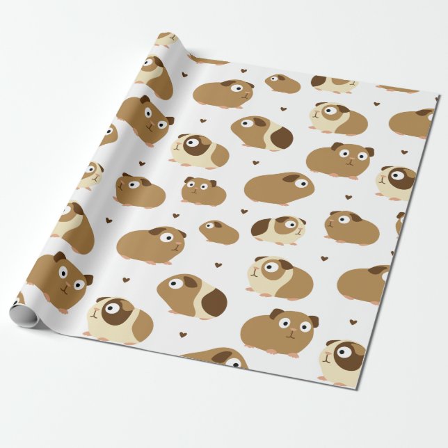 Papper för inkapsling av Cute Guinea Grisar Presentpapper (Utrullad)