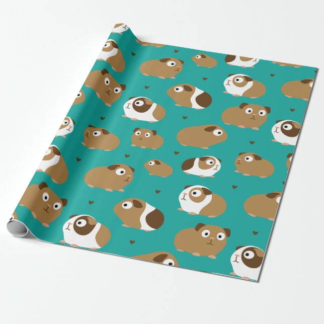 Papper för inkapsling av Cute Guinea Grisar Presentpapper (Utrullad)