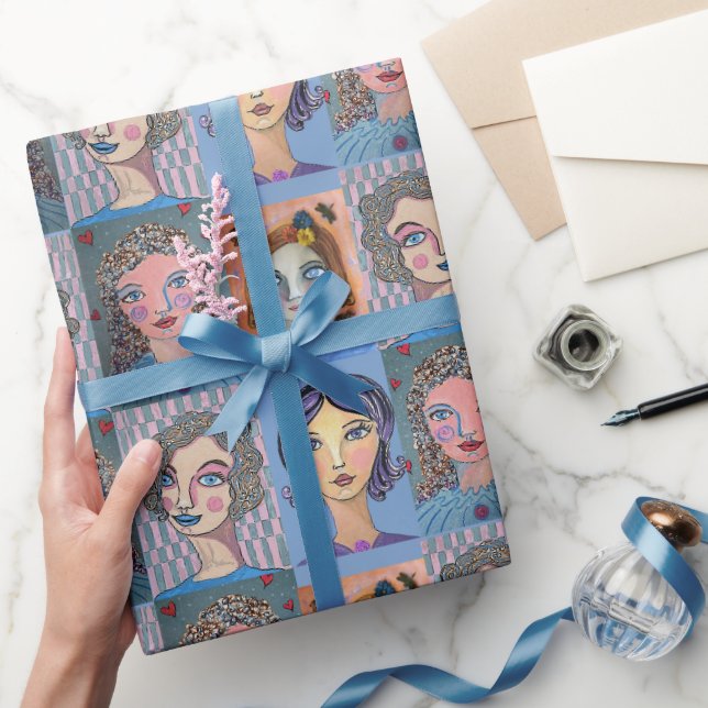 Papper för inpackning med fantasifulla kvinnor presentpapper (Gifting)