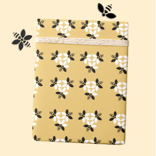 Papper för inslagning av honungsbin Blommor Presentpapper