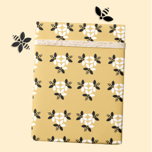 Papper för inslagning av honungsbin Blommor Presentpapper