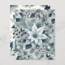 Papper för isig Blue and White Poinsettia Scrapboo
