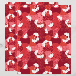 Papper för japansk Kimono Mönster Red Ginkgo Scrap