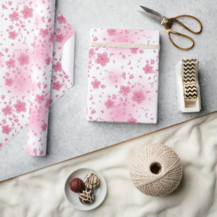 Papper för japansk Rosa Cherry Blommar Wrapping Presentpapper