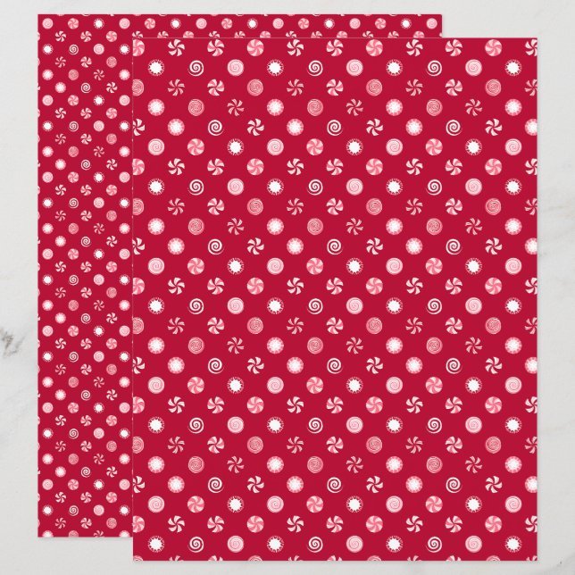 Papper för jullpeppermint Candy Scrapbook (Fram/baksida)