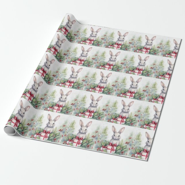 Papper för julrabbit presentpapper (Utrullad)