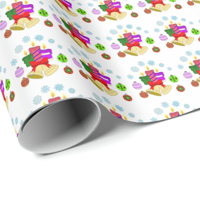 Papper för klockor, Baubles och Candles Wrapping Presentpapper (Rullad Hörn)