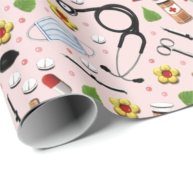 Papper för kreativ Nurse Gift Wrapping Presentpapper (Rullad Hörn)