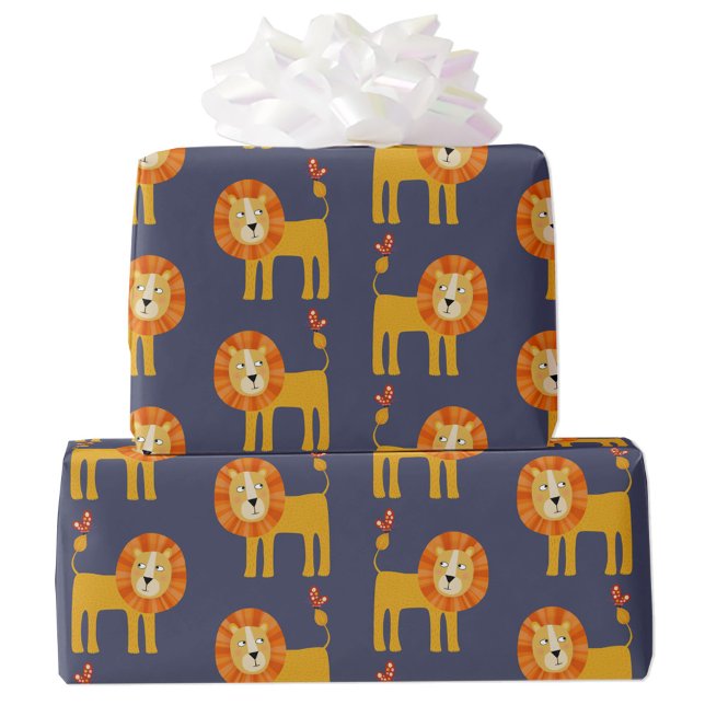 Papper för Lejon rensning Presentpapper (Cute lion gift wrap paper roll)