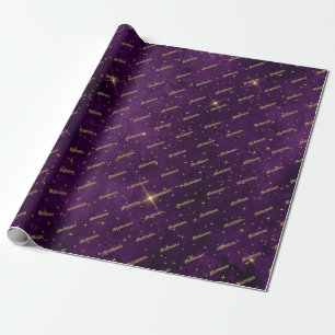 Papper för lila och Guld Star Wrapping Presentpapper