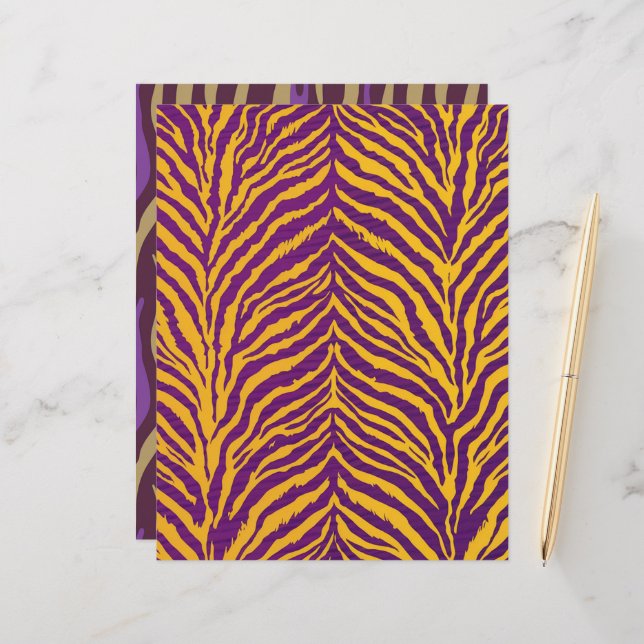 Papper för lila och Guld Tiger Rand Mönster (Fram/Back In Situ)