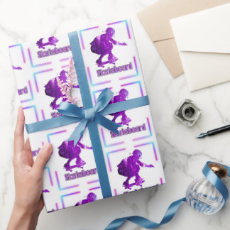Papper för lila Skateboard Wrapping Presentpapper