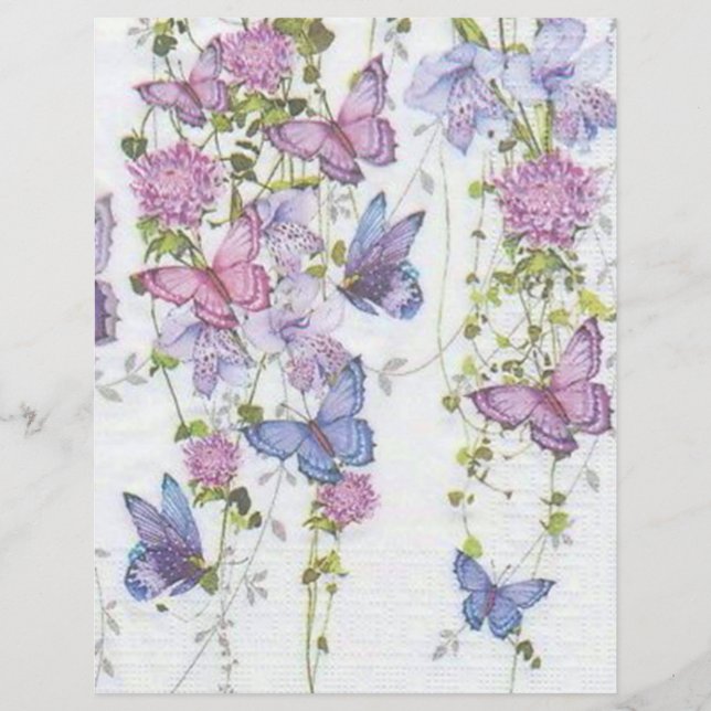 Papper för Lilac Blue Butterflies Decoupage-skrapb (Framsida)