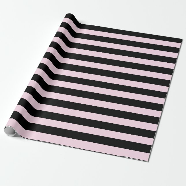 papper för ljus rosa och svart Rand-omformning Presentpapper (Utrullad)