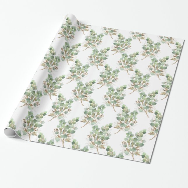 PAPPER FÖR LUXURIÖS EUCALYPTUS DESIGN WRAPPP PRESENTPAPPER (Utrullad)