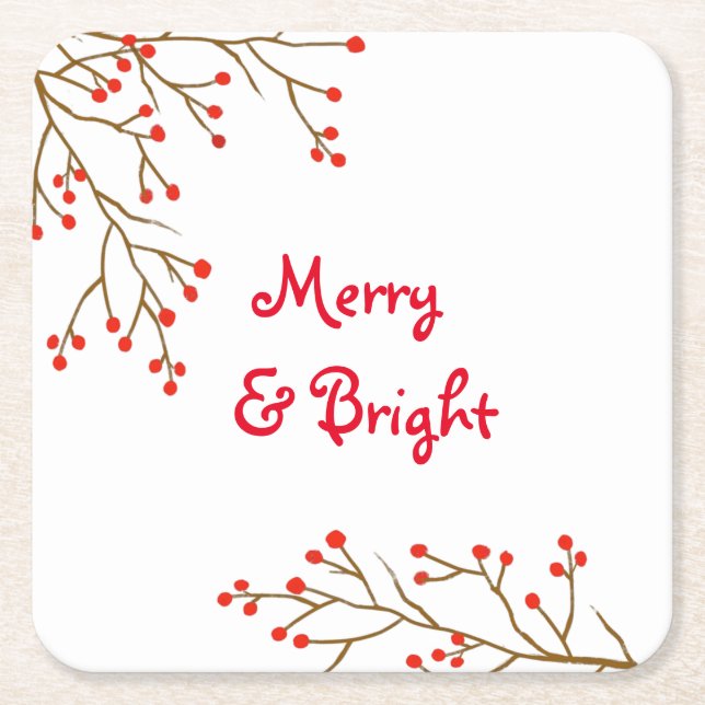 Papper för Merry and Bright Julfest Underlägg Kvadrat (Framsidan)