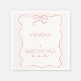 Papper för Modern Rosa Girl Bow Baby Shower Pappersservett