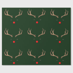 Papper för Mörk grönt radbrytning för Rudolph Presentpapper