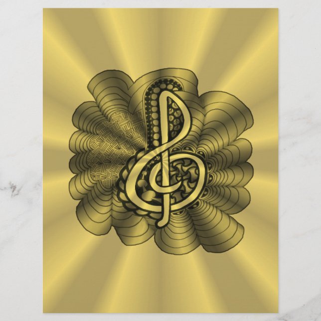 Papper för Music Treble Clef Guld-skrapbok (Framsida)