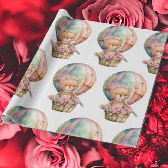 Papper för nalle Balloon Cute Wrapping Presentpapper (Bring your dream party to life with our selection of quality Teddy Bear themed party supplies )