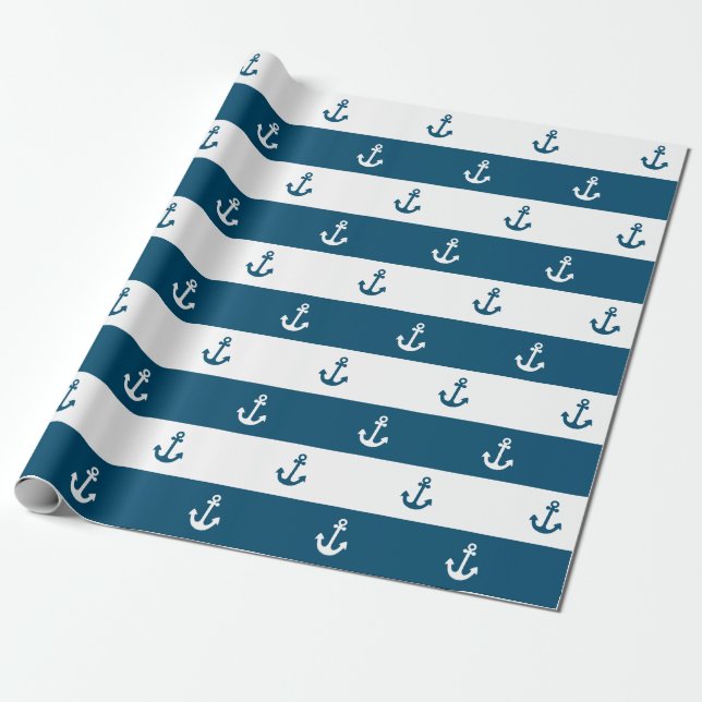Papper för Nautical Anchor Wrapping Presentpapper (Utrullad)