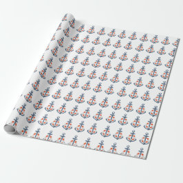 Papper för Nautical Boy Anchor Birthday Wrapping Presentpapper