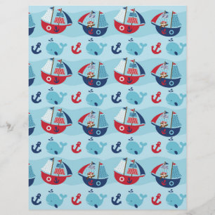 Papper för Nautical Pirat Whale Scrapbook