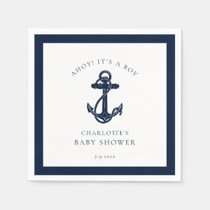 Papper för Nautisk anchor Coastal Boy Shower Pappersservett