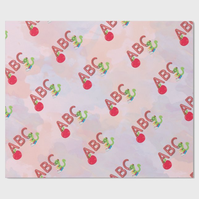 PAPPER för omslagning av ABC Bookworm Mönster Presentpapper (Platt)