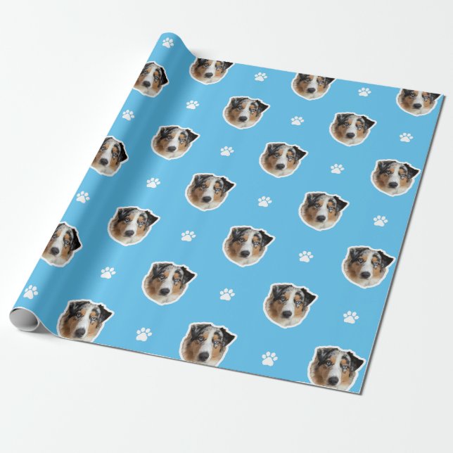 Papper för omslagning av australian shepherd presentpapper (Utrullad)