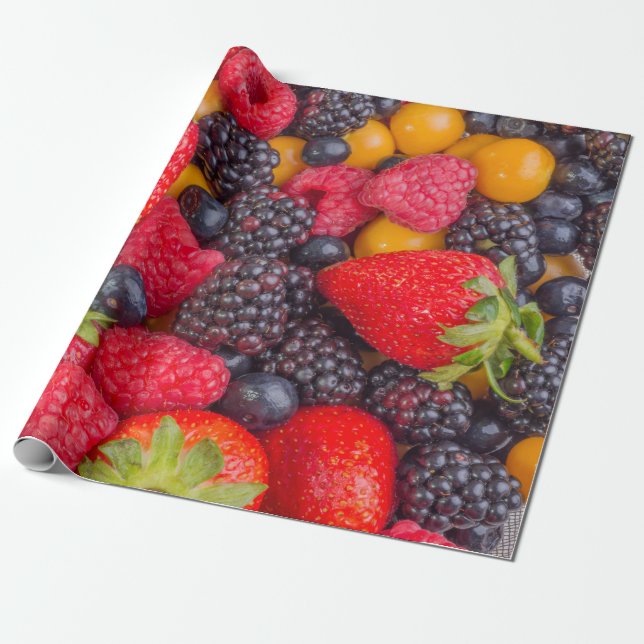 Papper för omslagning av blandade berries presentpapper (Utrullad)