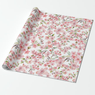 Papper för omslagning av Blommar för vattenfärgskö Presentpapper