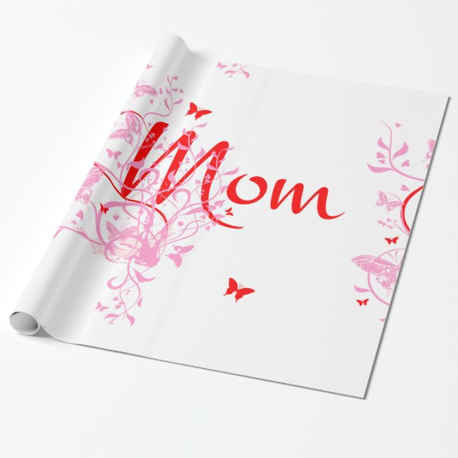 Papper för omslagning av blommigt Mamma Presentpapper (Utrullad)