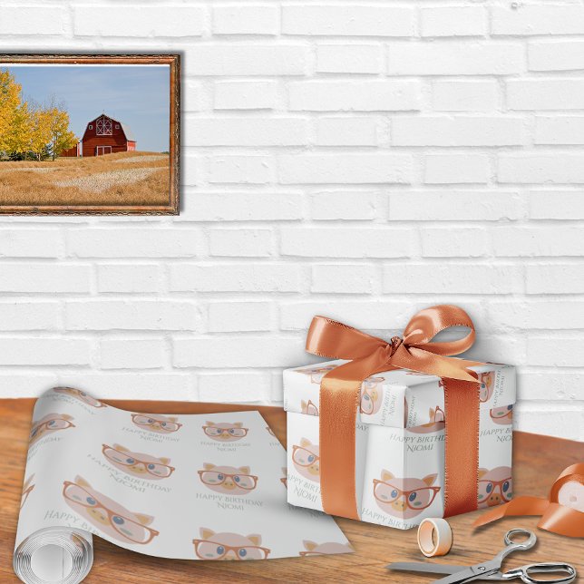 Papper för omslagning av boskap presentpapper (Farm Animal Birthday Wrapping Paper Pig Pattern)
