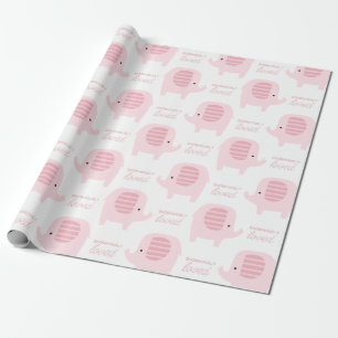 Papper för omslagning av cute Flicka Pin Elephant Presentpapper