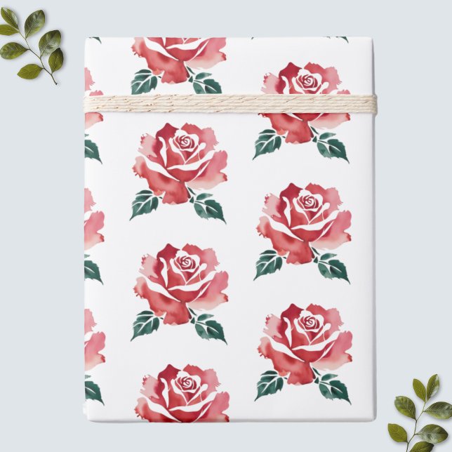 Papper för omslagning av elegant Röd ros Presentpapper (Elegant Red Rose Wrapping Paper for Women)