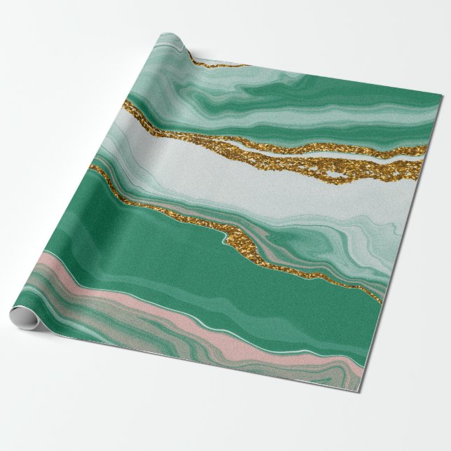 Papper för omslagning av grönt sjö | Luxurit Bröll Presentpapper (Utrullad)
