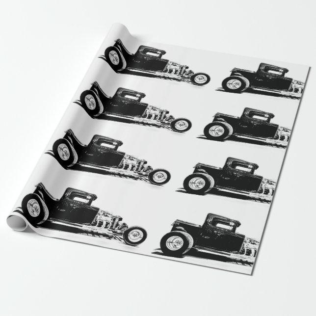 papper för omslagning av hot rod presentpapper (Utrullad)
