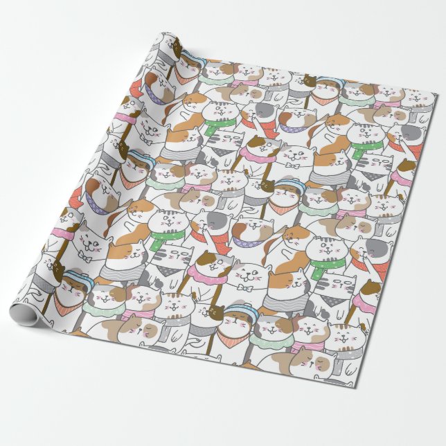 Papper för omslagning av katt presentpapper (Utrullad)